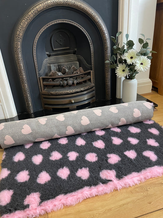 Pink Heart Design Premium Non Slip Vet Bedding