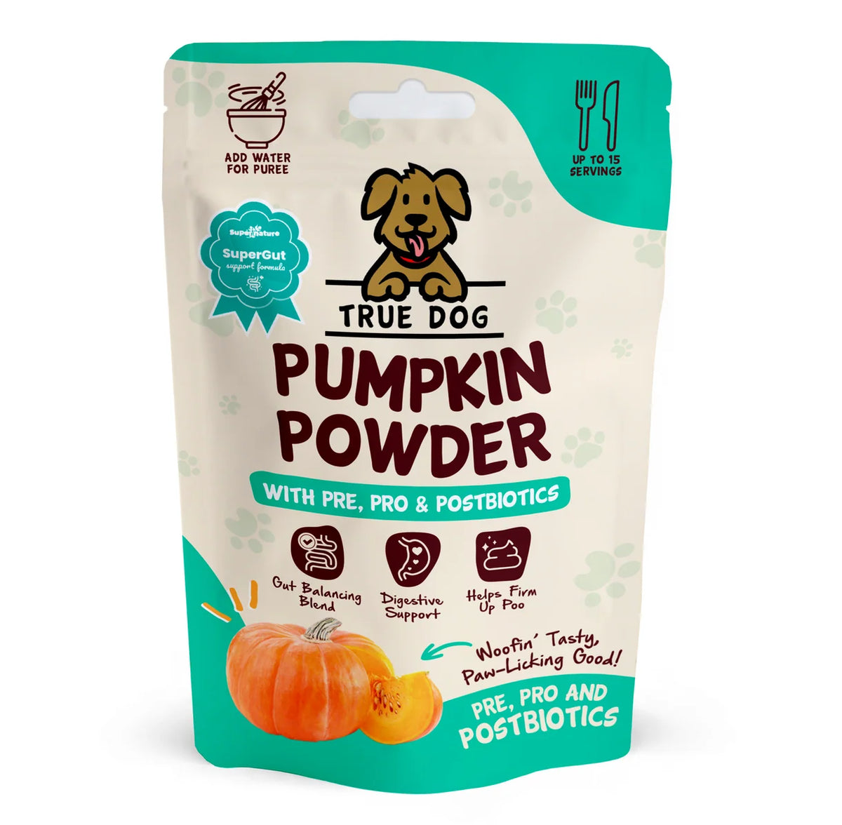 True Dog Pumpkin Powder with Pre, Post & Probiotics 100g