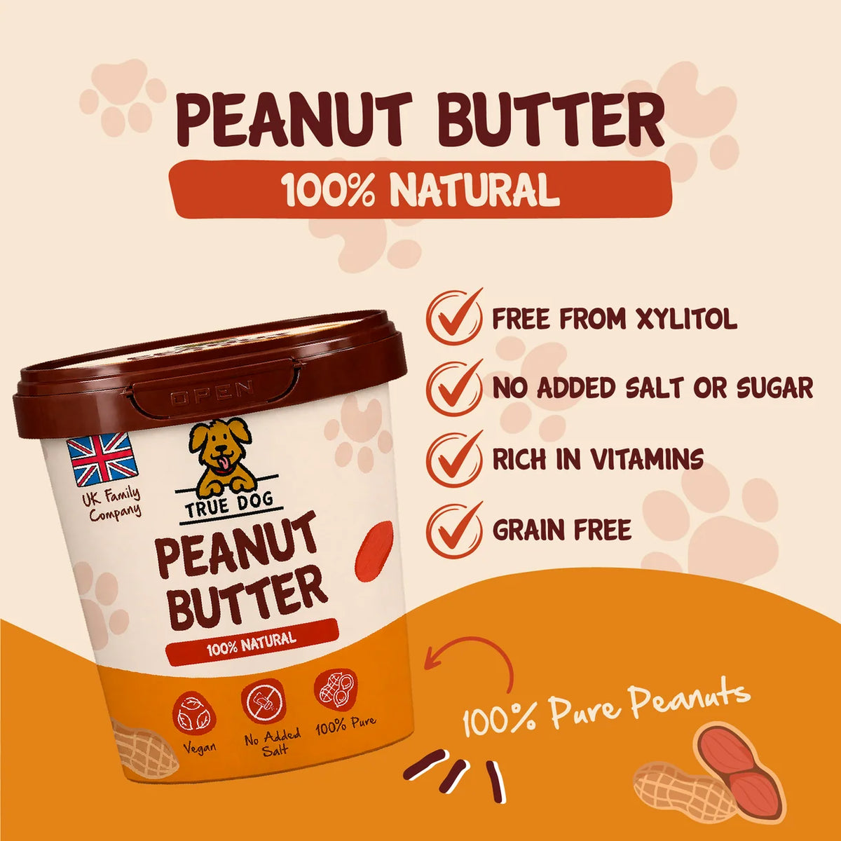 True Dog Peanut Butter 350g - 100% Pure