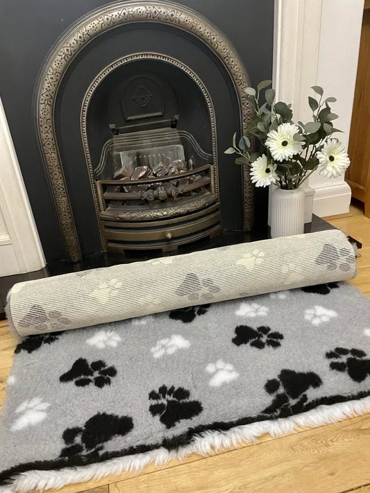 Grey Paw Print Premium Non Slip Vet Bedding
