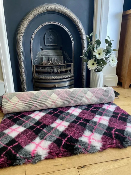 Pink Tartan Checked Premium Non Slip Vet Bedding